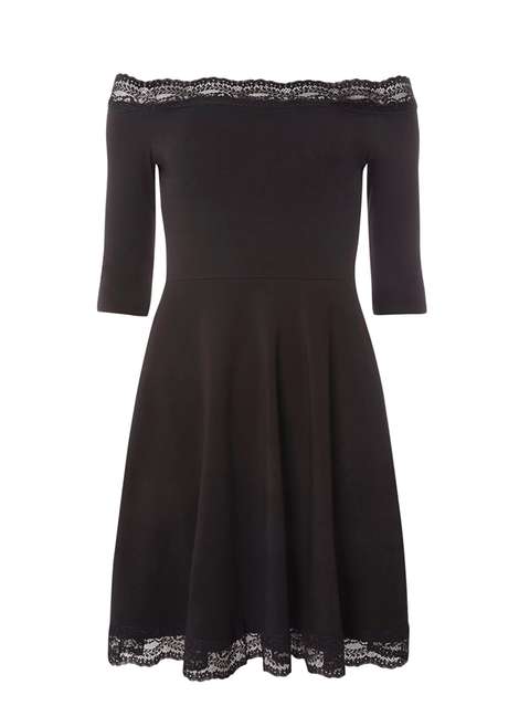 Black Lace Bardot Dress